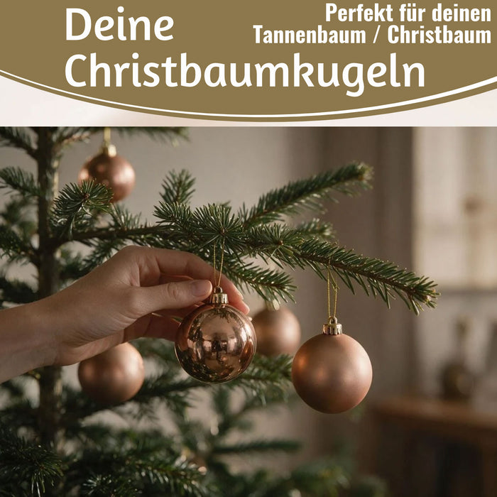 KI-generiertes Bild,12 Design Weihnachtskugeln 6cm Brandy Set Kunststoff Weihnachtsbaum-Deko