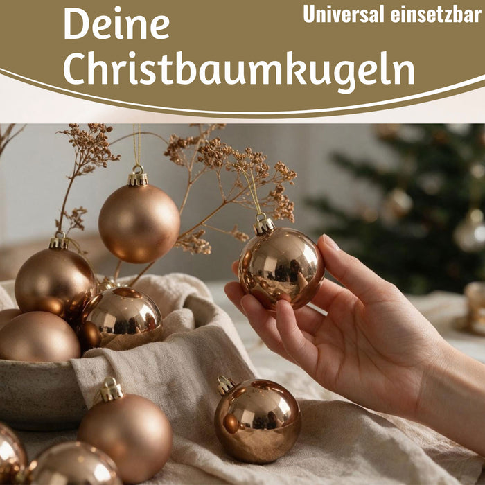 KI-generiertes Bild,12 Design Weihnachtskugeln 6cm Brandy Set Kunststoff Weihnachtsbaum-Deko