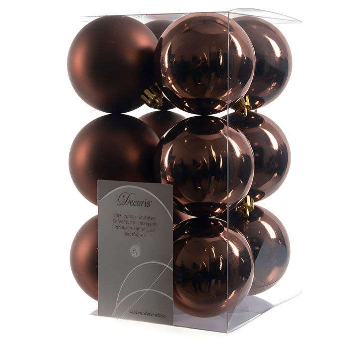 KI-generiertes Bild 12 Design Weihnachtskugeln 6cm Braun Espresso Set Kunststoff Weihnachtsbaum-Deko