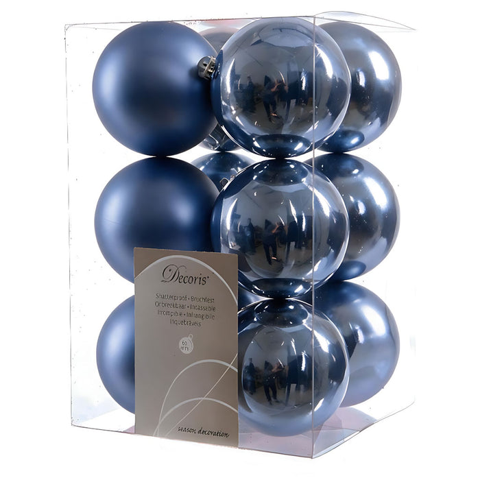 KI-generiertes Bild 12 Design Weihnachtskugeln 6cm Dämmerungsblau Set Kunststoff Weihnachtsbaum-Deko
