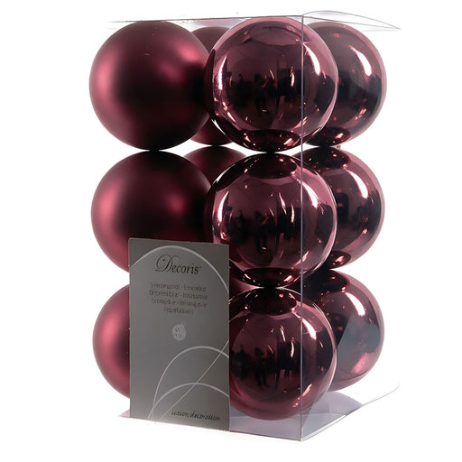 KI-generiertes Bild 12 Design Weihnachtskugeln 6cm Dunkelrosa Set Kunststoff Weihnachtsbaum-Deko
