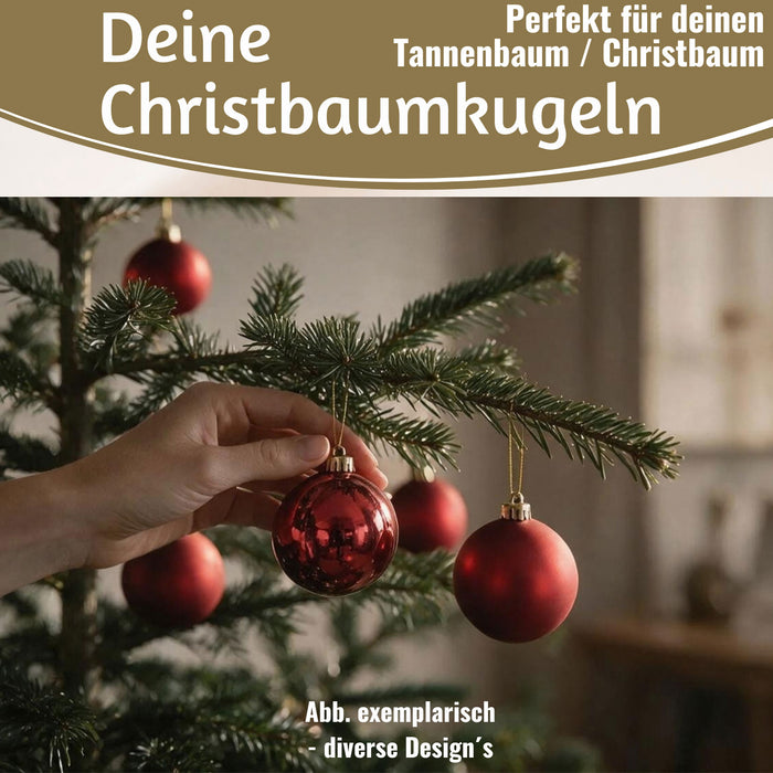 KI-generiertes Bild,12 Design Weihnachtskugeln 6cm Brandy Set Kunststoff Weihnachtsbaum-Deko
