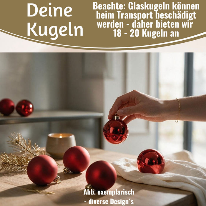KI-generiertes Bild,20 Design Weihnachtskugeln 6cm Glas Woll-Weiss Set Weihnachtsbaum-Deko