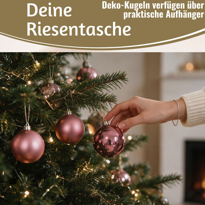 KI-generiertes Bild,18-20 Design Glas Weihnachtskugeln 6cm Blütenrosa Christbaum Dekokugel