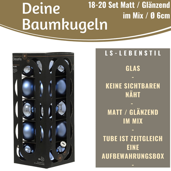 KI-generiertes Bild,18-20 Design Glas Weihnachtskugeln 6cm Dämmerungsblau Christbaum Dekokugel