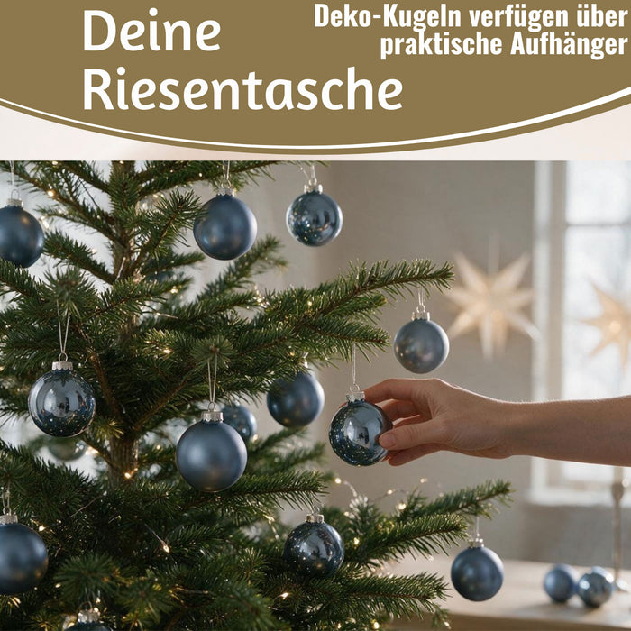 KI-generiertes Bild,18-20 Design Glas Weihnachtskugeln 6cm Dämmerungsblau Christbaum Dekokugel