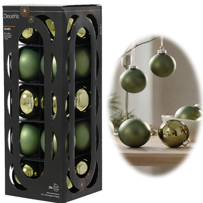 18-20 Design Glas Weihnachtskugeln 6cm Grün Rosmarin Christbaum Dekoku — LS-LebenStil