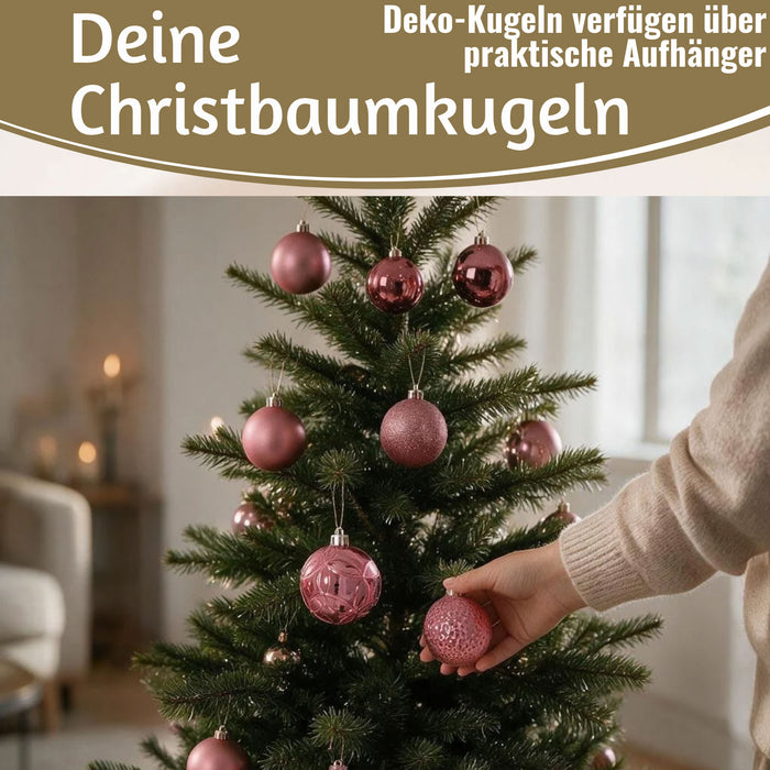 KI-generiertes Bild,12 Design Weihnachtskugeln 6cm Brandy Set Kunststoff Weihnachtsbaum-Deko