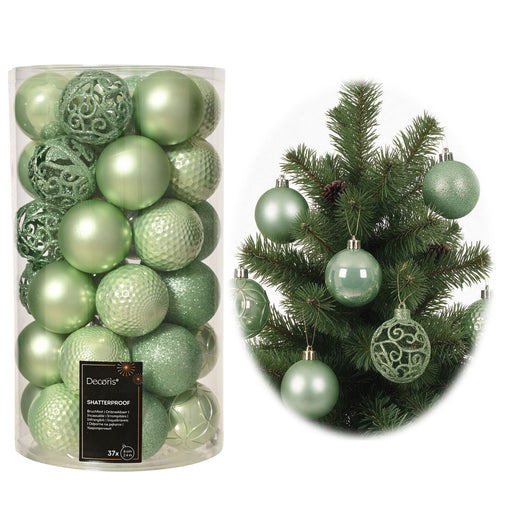 KI-generiertes Bild 37 Design Weihnachtskugeln 6cm Pfefferminz Set Kunststoff Weihnachtsbaum Deko