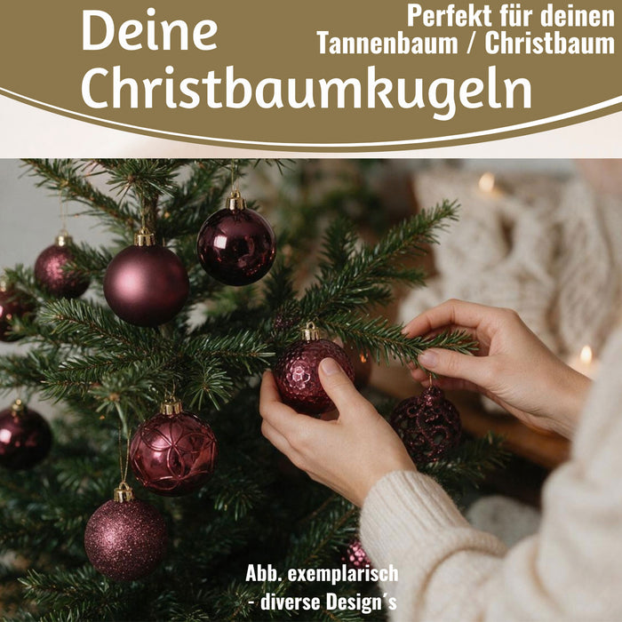 KI-generiertes Bild,12 Design Weihnachtskugeln 6cm Brandy Set Kunststoff Weihnachtsbaum-Deko