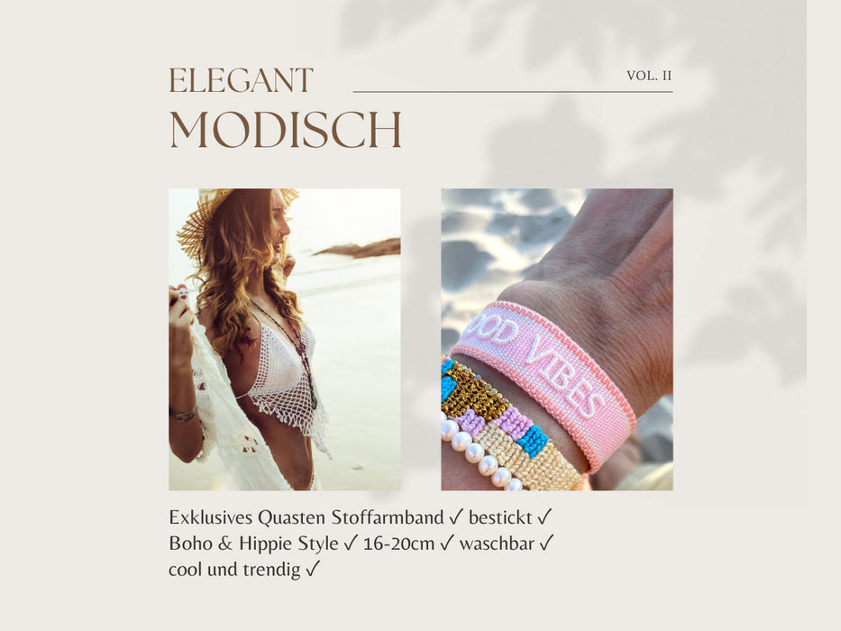 KI-generiertes Bild,Canvas Statement Armband Do what you Love Quasten besticktes Webarmband