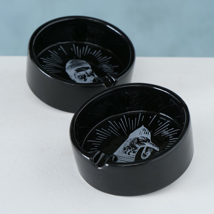 KI-generiertes Bild,Aschenbecher Sylt Schwarz Kapitän 10cm Maritim Keramik Ashtray