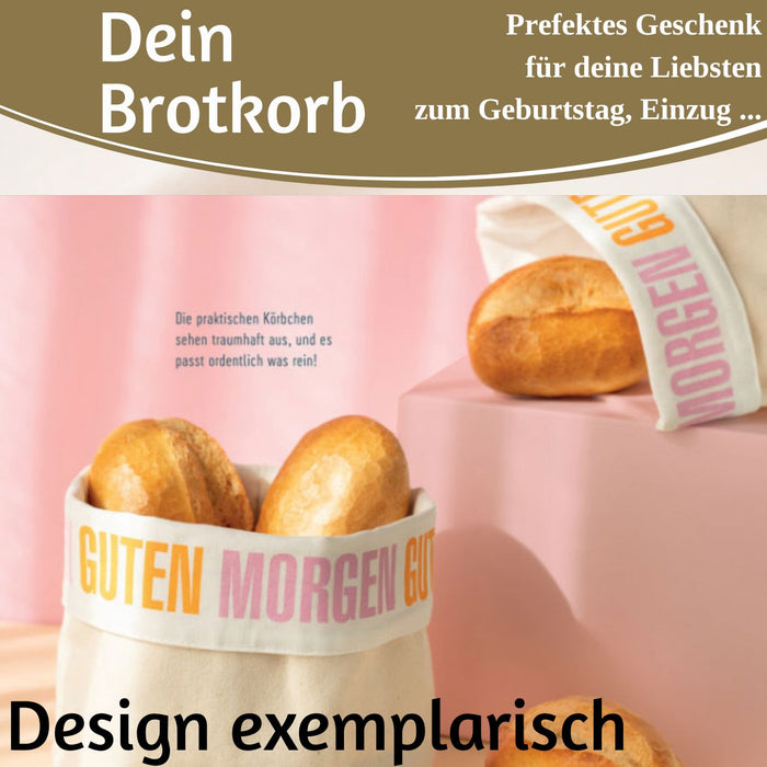 KI-generiertes Bild,Design Brotkorb Stoffkörbchen Frühstücksliebe 100% Baumwolle Brotkörbchen Brötchen