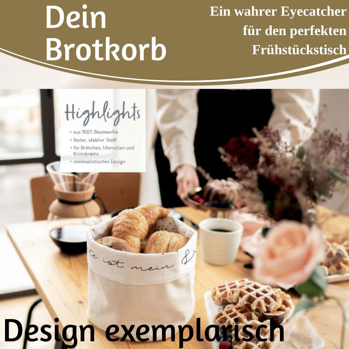KI-generiertes Bild,Design Brotkorb Stoffkörbchen Gebäckträger 100% Baumwolle Brotkörbchen Brötchen