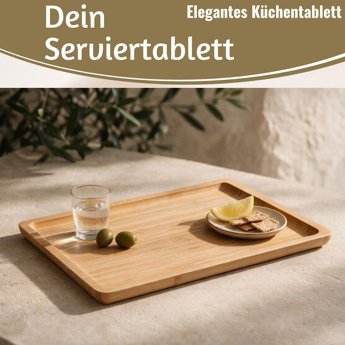 KI-generiertes Bild,Holz Serviertablett Braun 33x23cm Erhöhter Rand Küchentablett Kerzenschale