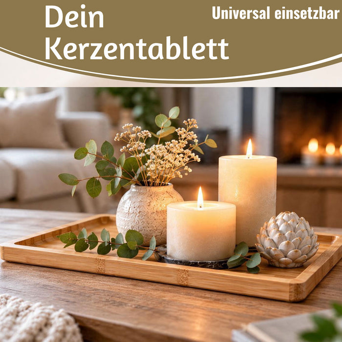 KI-generiertes Bild,Holz Serviertablett Braun 33x23cm Erhöhter Rand Küchentablett Kerzenschale