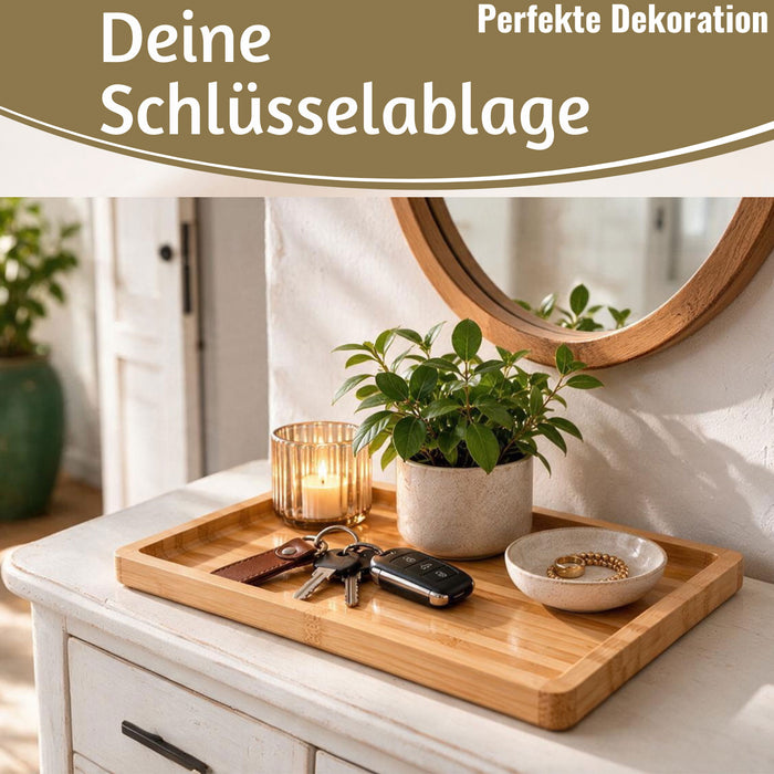KI-generiertes Bild,Holz Serviertablett Braun 33x23cm Erhöhter Rand Küchentablett Kerzenschale
