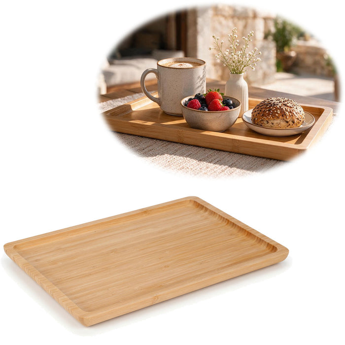 KI-generiertes Bild Holz Serviertablett Braun 33x23cm FSC Erhöhter Rand Küchentablett Kerzenschale