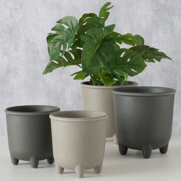KI-generiertes Bild,Pflanztopf Blumenkübel List 13-16cm 2´er Set Anthrazit Rund Übertopf Blumentopf