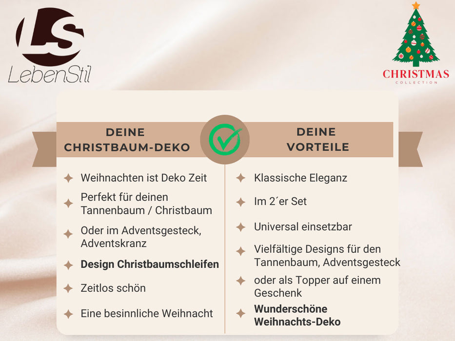 KI-generiertes Bild,2x XL Weihnachtsschleife Set 17cm Rot - funkelnd Schleife für Weihnachts-Deko