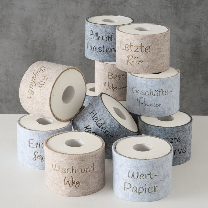 KI-generiertes Bild,Toilettenpapier Banderole Gut fürs Geschäft Filz Klohut Husse Klopapier Klorolle