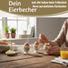 KI-generiertes Bild,Eierbecher Echt-Gold Spruch "Guten Morgen" Küken Gute Laune Eierhalter
