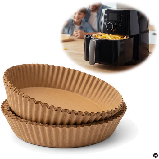 KI-generiertes Bild Backpapier Rund 16cm Set 100 Stück FSC für Airfryer Heißluftfritteuse Zubehör