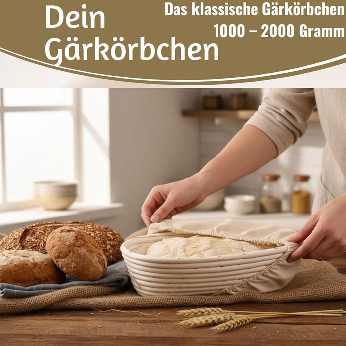 KI-generiertes Bild,Gärkörbchen Gärkorb Oval 35x15x8cm Peddigrohr Brotform Leineneinsatz Brotkorb