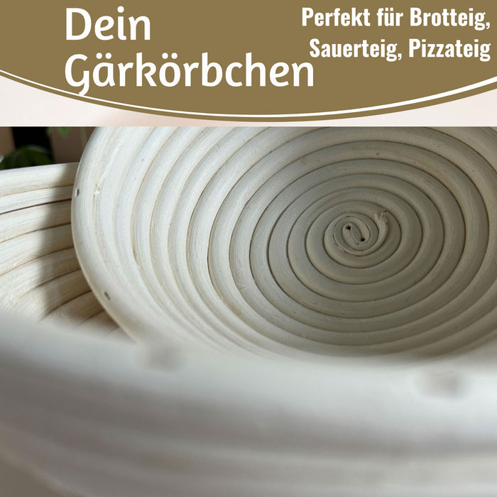 KI-generiertes Bild,Gärkörbchen Gärkorb Rund 25x8cm Peddigrohr Brotform Leineneinsatz Brotkorb