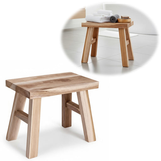 KI-generiertes Bild Vintage Holz Fußhocker Braun Rustic 24cm Tritthocker Schemel Fußbank Bänkchen