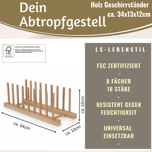 KI-generiertes Bild,Holz Abtropfgestell 34cm Bambus Abtropfgitter Abtropfständer Geschirrhalter