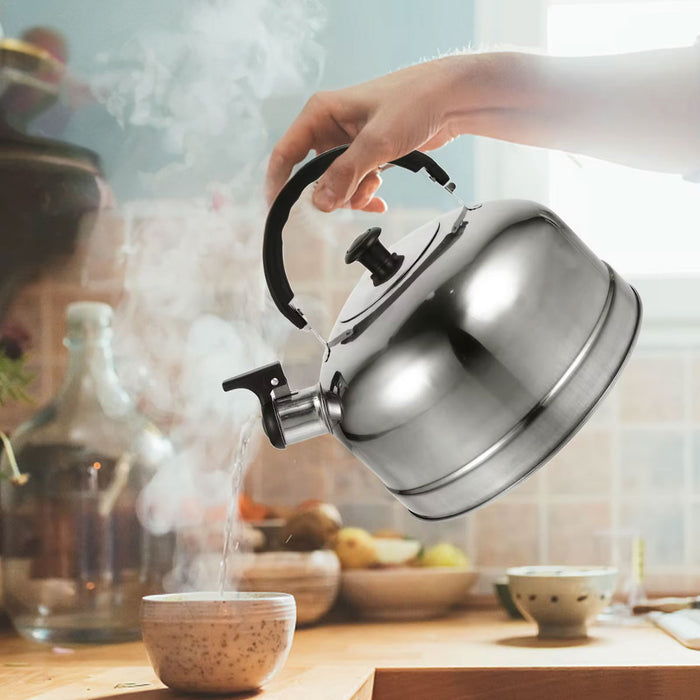KI-generiertes Bild,Edelstahl Flötenkessel 2,5L Camping Wasserkessel Pfeifkessel Teekessel