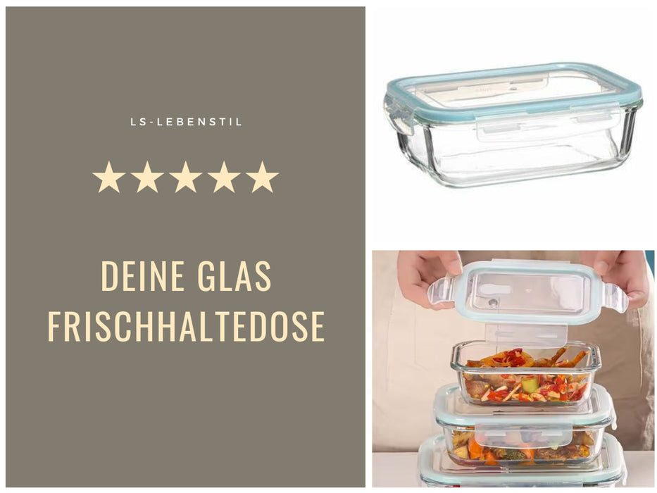 KI-generiertes Bild,Glas Frischhaltedose Cook & Lock 1000ml mit Deckel Lebensmittel Mikrowelle Gefrierbox
