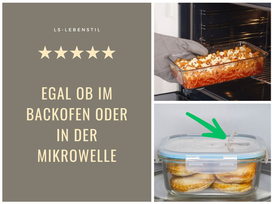KI-generiertes Bild,Glas Frischhaltedose Cook & Lock 550ml mit Deckel Lebensmittel Mikrowelle Gefrierbox