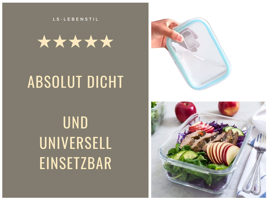 KI-generiertes Bild,Glas Frischhaltedose Cook & Lock 1480ml mit Deckel Lebensmittel Mikrowelle Gefrierbox