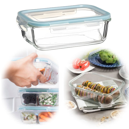 KI-generiertes Bild Glas Frischhaltedose Cook & Lock 550ml mit Deckel Lebensmittel Mikrowelle Gefrierbox