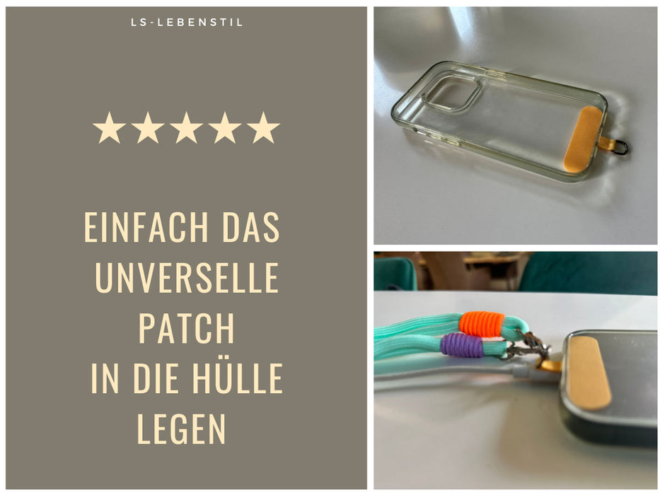 KI-generiertes Bild,Crossbody Handykette Ibiza Pink Türkis Rosa mit Universalpad zum Umhängen Smartphones