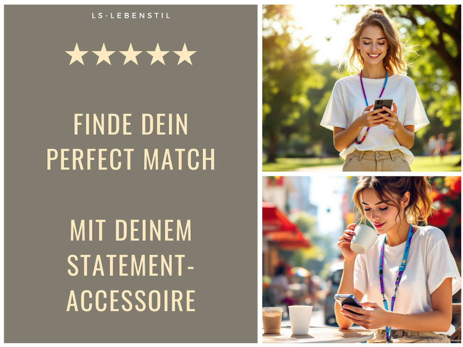 KI-generiertes Bild,Crossbody Handykette Palma Blau Gelb Lila mit Universalpad zum Umhängen Smartphones