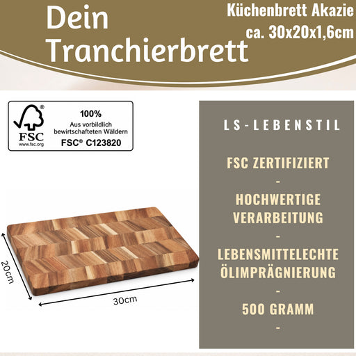 KI-generiertes Bild,Elegantes Holz Schneidebrett Akazie 30x20x1,6cm Küchenbrett Tranchierbrett