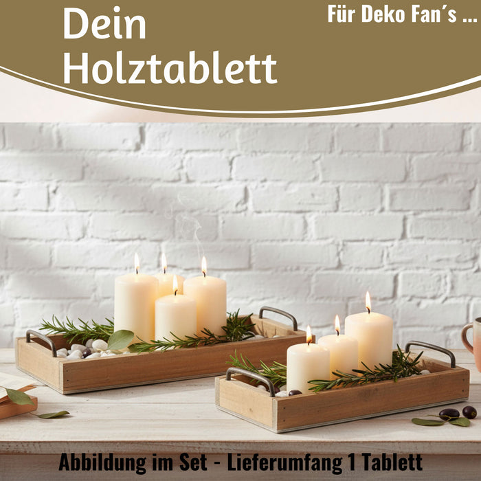 KI-generiertes Bild,Vintage Holz Serviertablett 38x18cm mit Griff Holztablett Küchentablett Deko Tablett