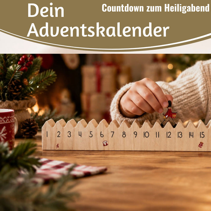 KI-generiertes Bild,Vintage Holz Adventskalender gehender Gardist 50cm Countdown Xmas Deko