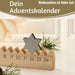 KI-generiertes Bild,Vintage Holz Adventskalender gehender Stern Silber glänzend 50cm Countdown Xmas Deko