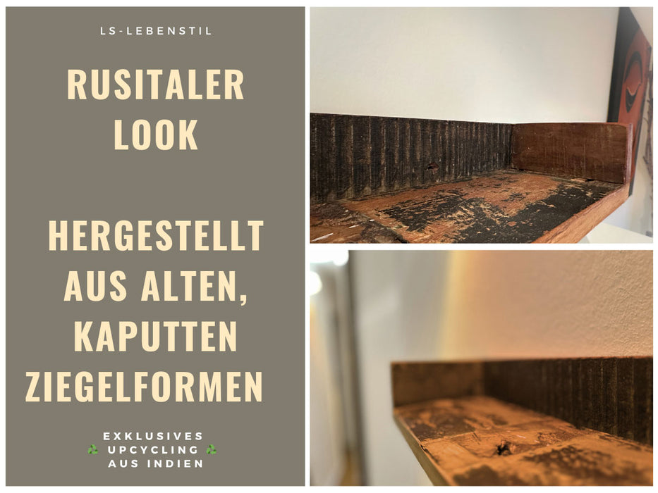 KI-generiertes Bild,IB Laursen Holz Ziegelform Wandregal 60cm Braun Küchenregal Bücherregal Wandboard