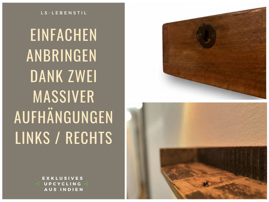 KI-generiertes Bild,IB Laursen Industrial Holz Ziegelform Wandregal 45cm Braun Küchenregal Bücherregal Wandboard