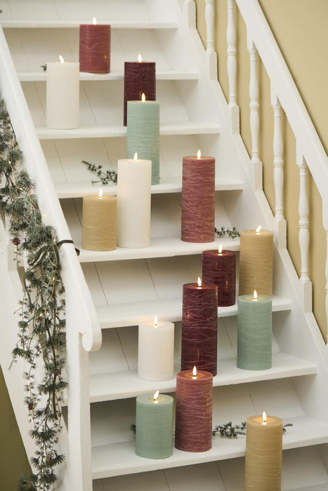 KI-generiertes Bild,IB Laursen 3D LED Stumpenkerze 20cm Beige Nyhavn Echtwachs flackernde Blockkerze