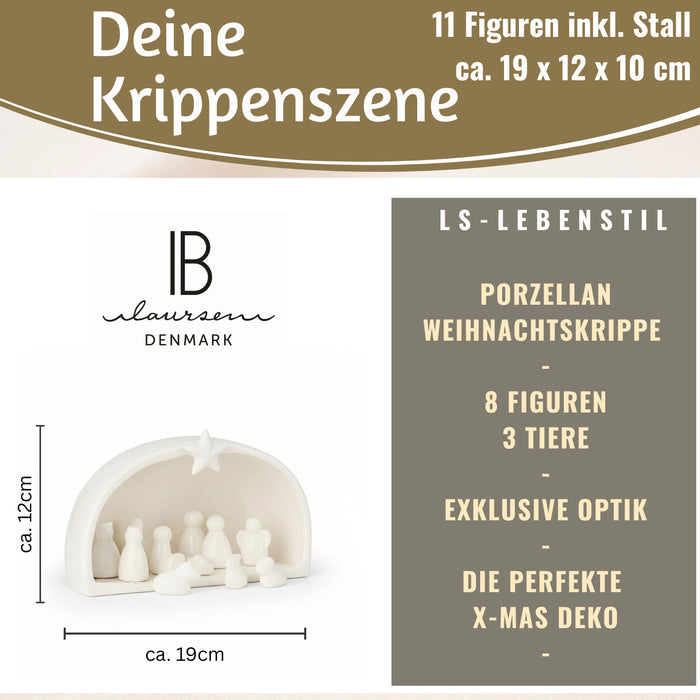 KI-generiertes Bild,Porzellan Weihnachtskrippe Krippenfiguren Set 11 Figuren Krippe Krippenset Xmas