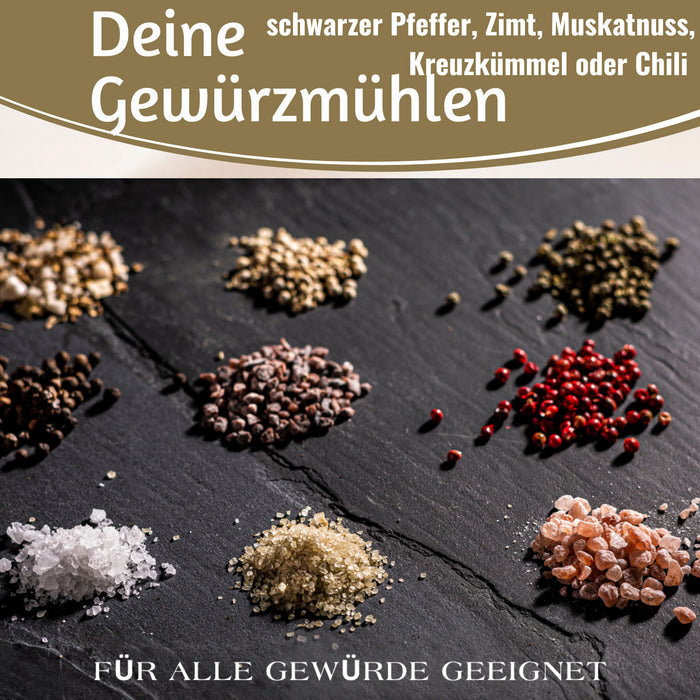 KI-generiertes Bild,Design Holz Salzmühle & Pfeffermühle Set Blau 21x5cm Keramikmahlwerk Gewürzmühle