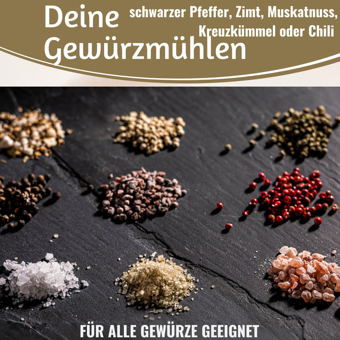 KI-generiertes Bild,iB Laursen Holz Salzmühle & Pfeffermühle Set Blau 21x5cm Keramikmahlwerk Gewürzmühle