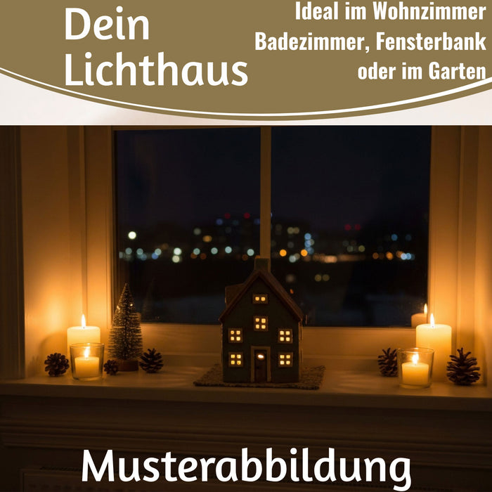 KI-generiertes Bild,Teelichthaus Lichterhaus Nyhavn 19cm Kirche Weiß Stillenat Keramik Teelichthalter