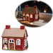 KI-generiertes Bild Teelichthaus Lichterhaus Nyhavn 10cm Rot Braun Keramik Fachwerkhaus Teelichthalter